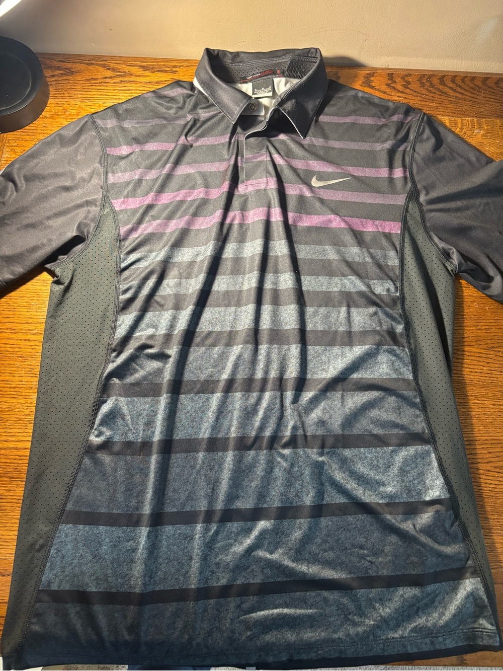 Nike Tiger Woods Collection Men’s Black & Purple Striped Golf Polo